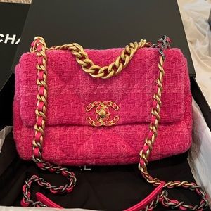 Chanel 19 Hot Pink Tweed Flap Bag